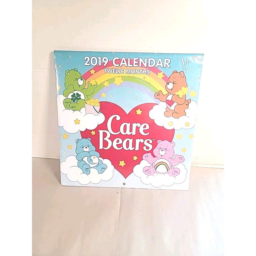 New Sealed 2019 Care bears on the rainbow 12 Month Calendar 80's Art